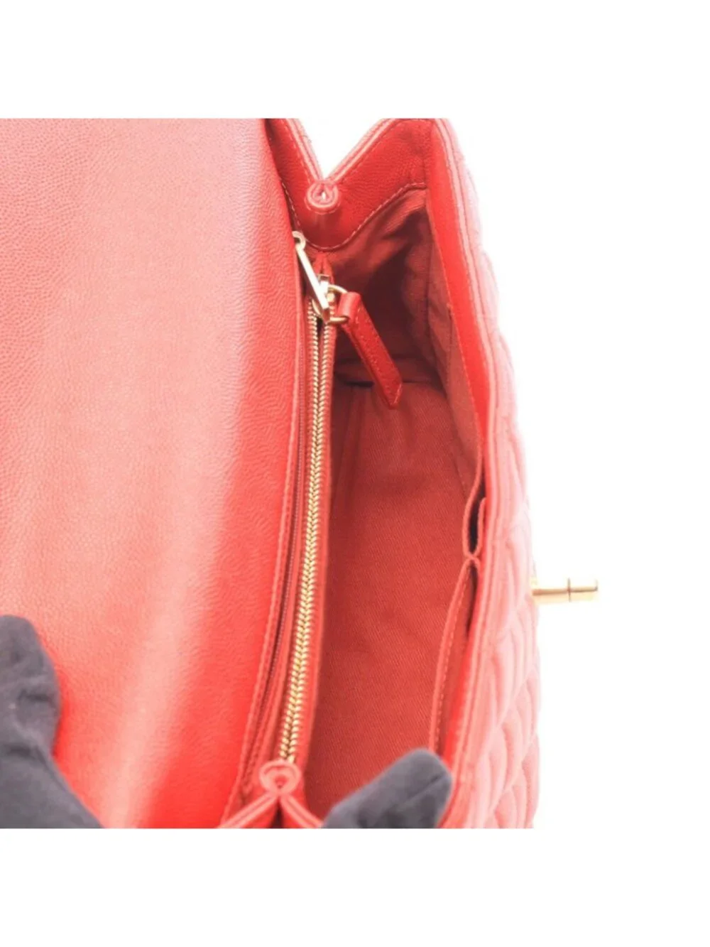 Chanel Handbag Coco Handle 29 Top Flap Bag Quilted Red Caviar Leather 2-Way